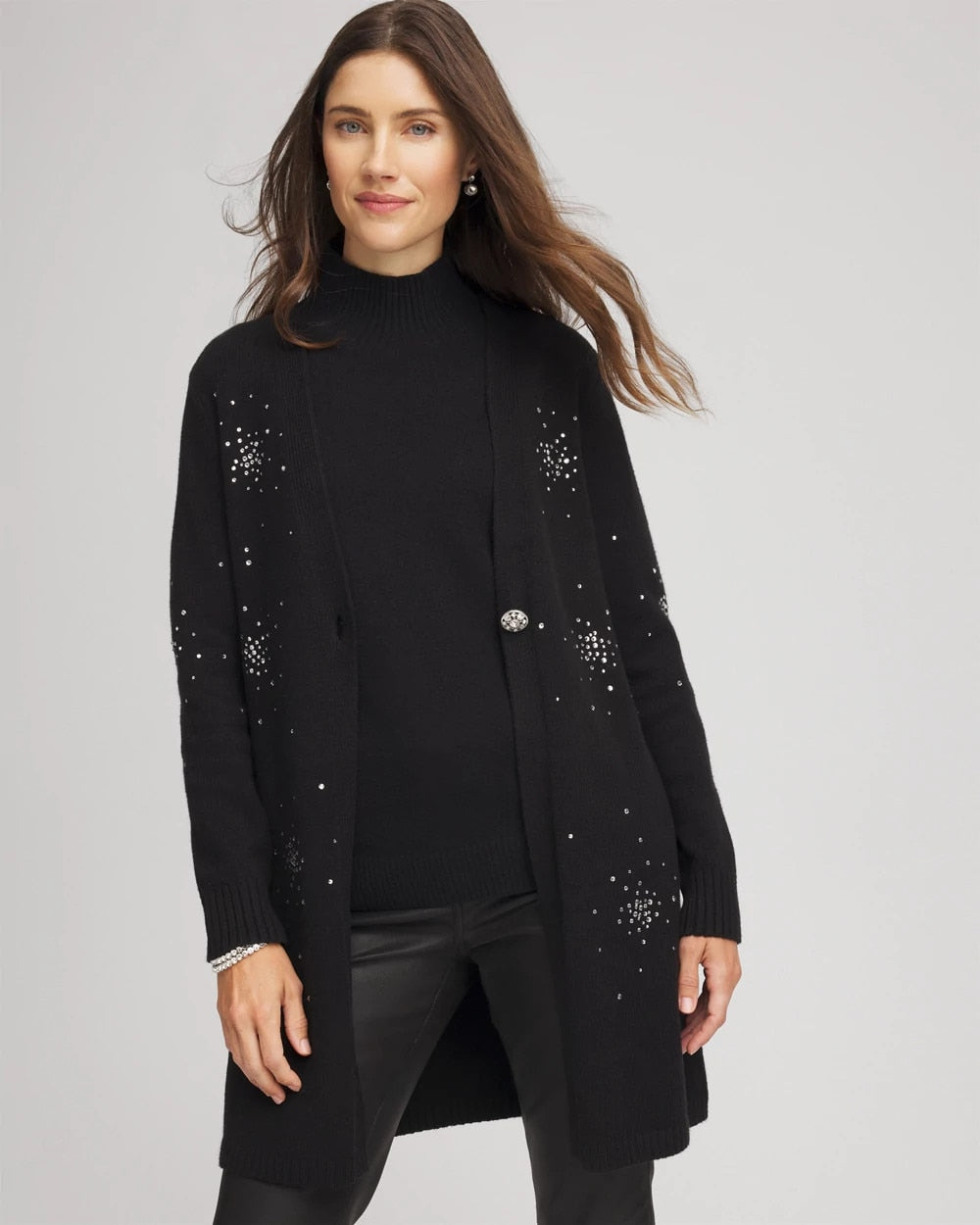 Chico's | Rhinestone Embellished Cardigan/ Black