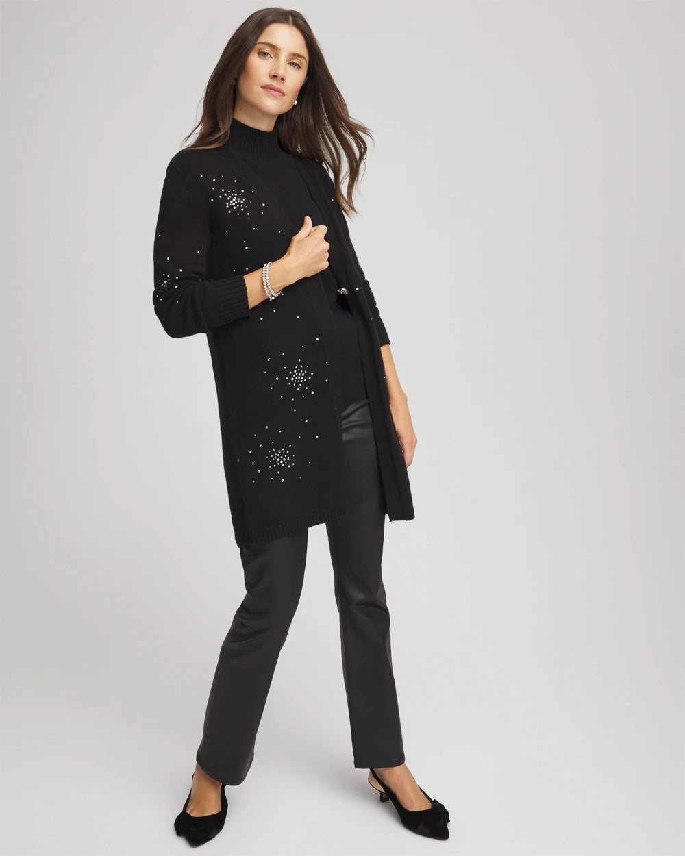Chico's | Rhinestone Embellished Cardigan/ Black