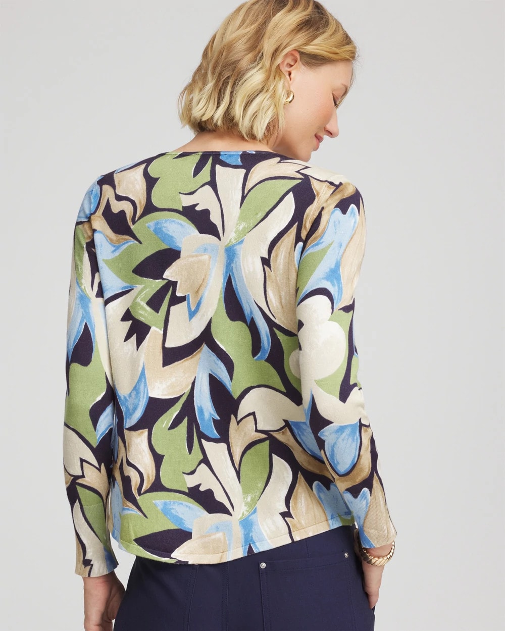 Chico's | Ella Bloom V-Neck Pullover Sweater/ Passport Blue