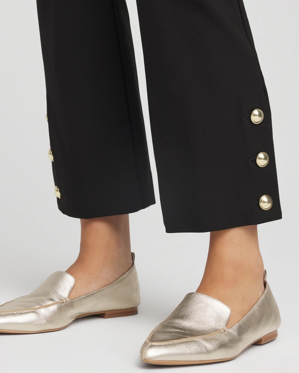 Chico's | Bi-Stretch Flared Button-Hem Cropped Pants/ Black