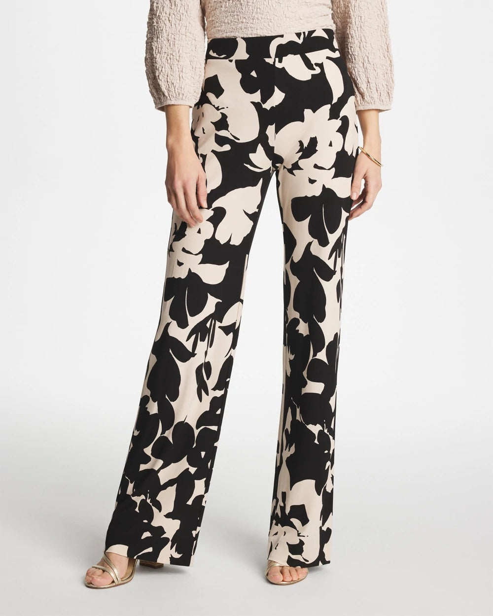 Chico's | Shadow Blossom Matte Jersey Pants/ Black