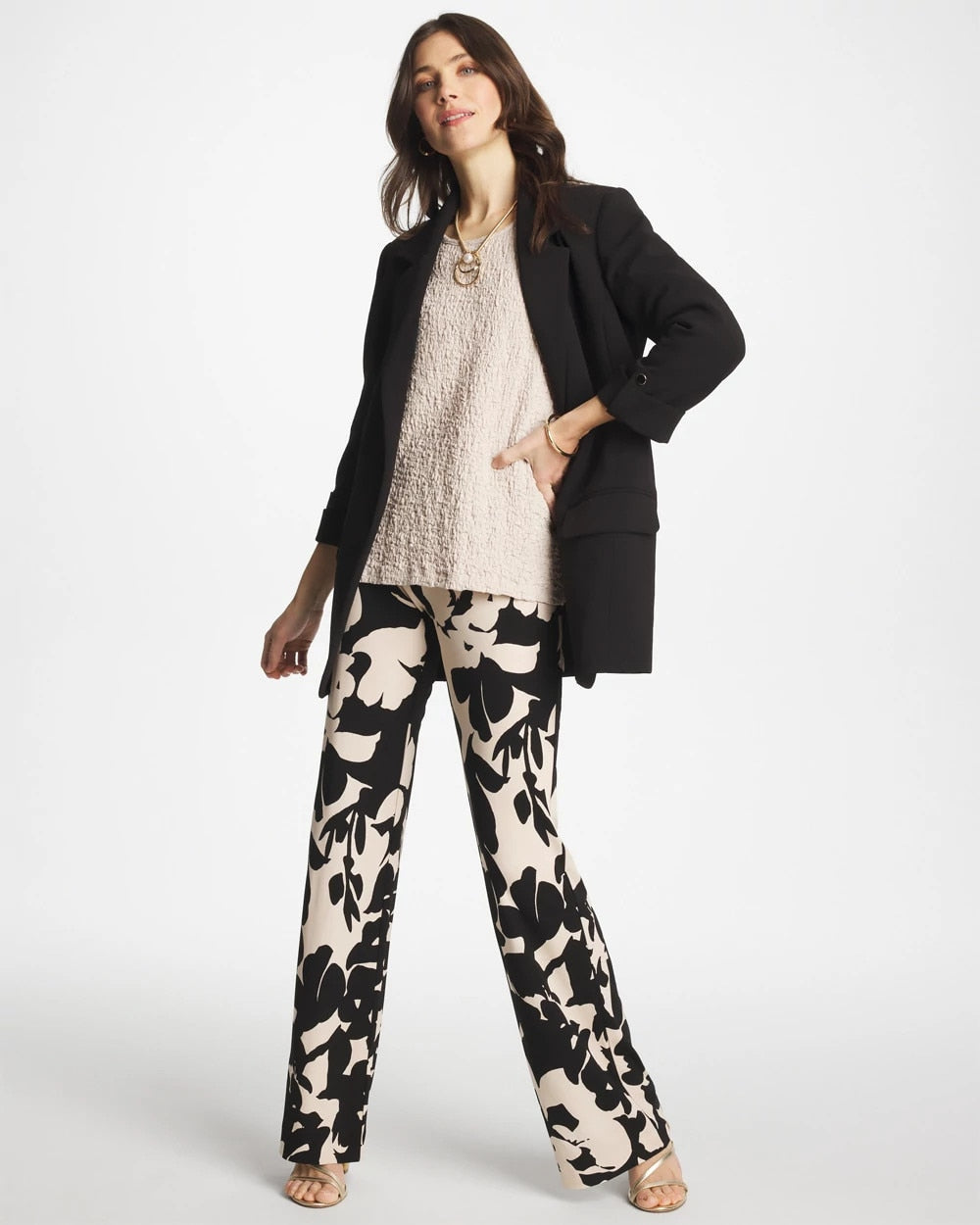 Chico's | Shadow Blossom Matte Jersey Pants/ Black