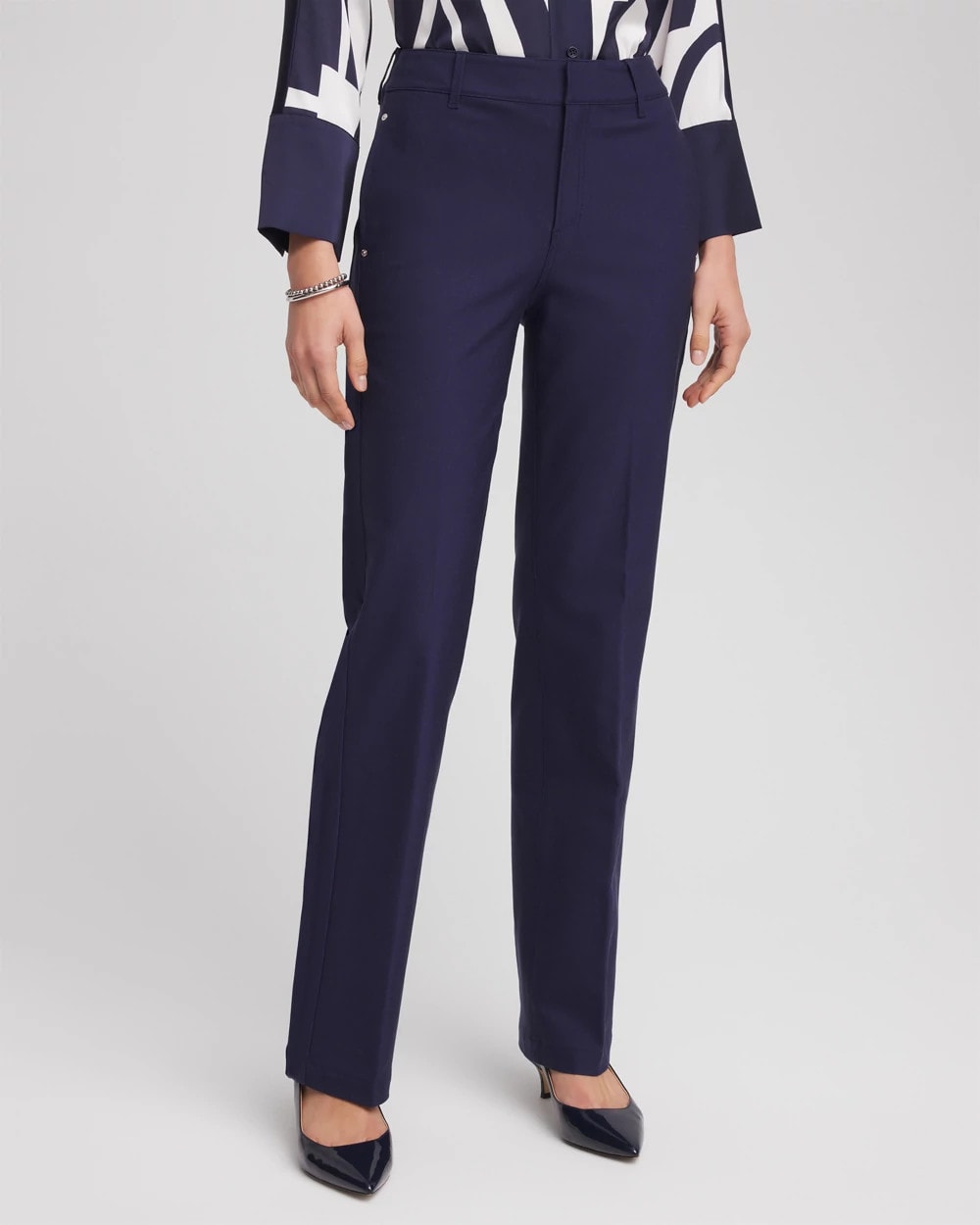 Chico's | Cotton Straight-Leg Trousers/ Passport Blue