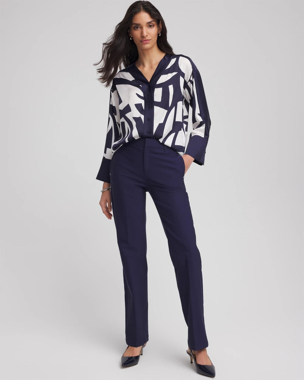Chico's | Cotton Straight-Leg Trousers/ Passport Blue