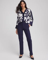 Chico's | Cotton Straight-Leg Trousers/ Passport Blue