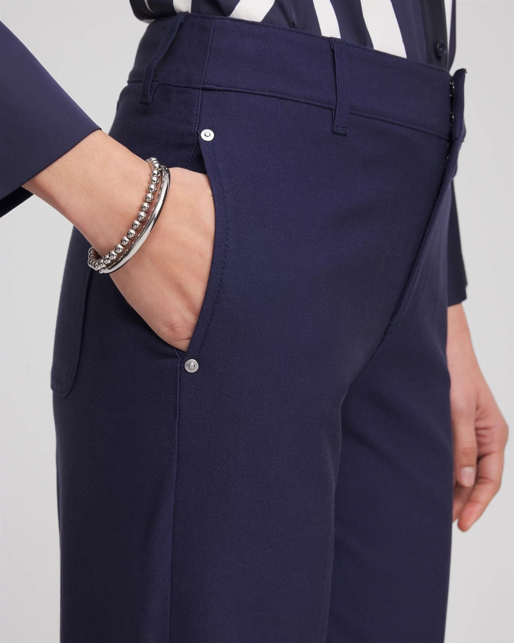 Chico's | Cotton Straight-Leg Trousers/ Passport Blue
