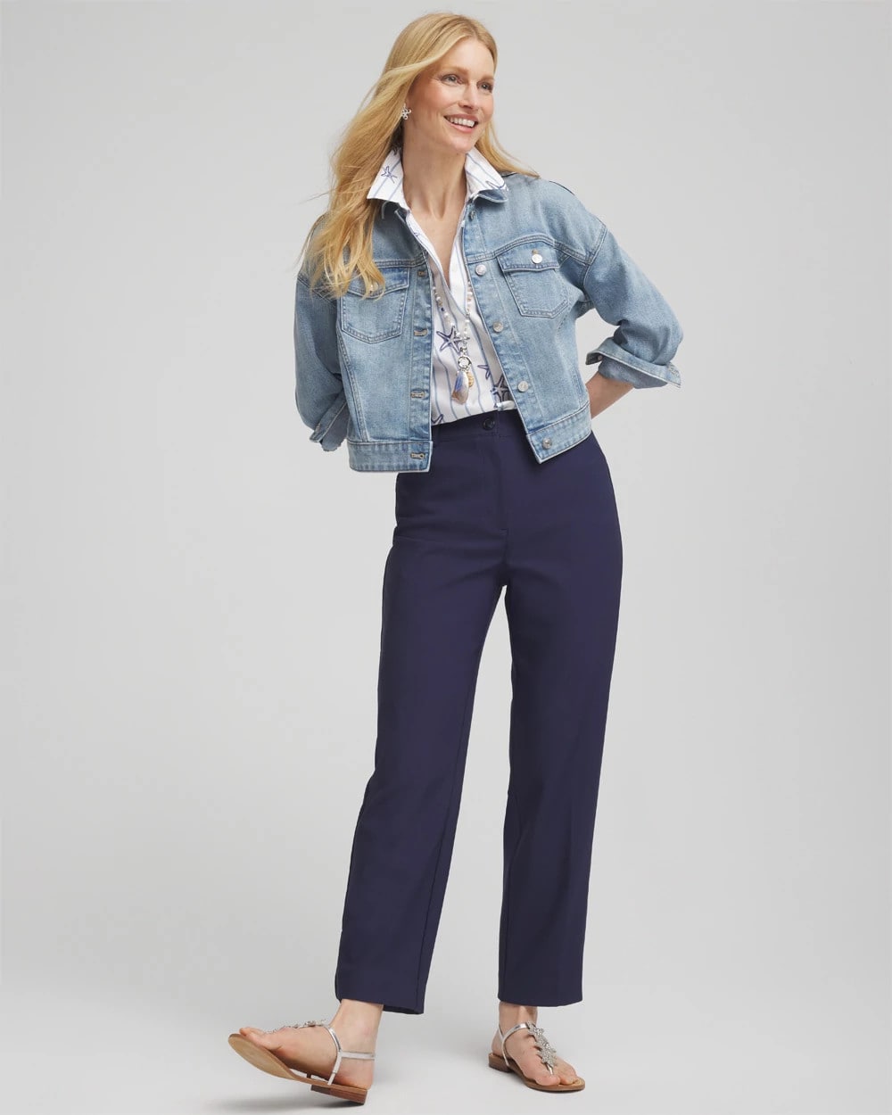 Chico's | Fly Front Ankle Pants/ Passport Blue