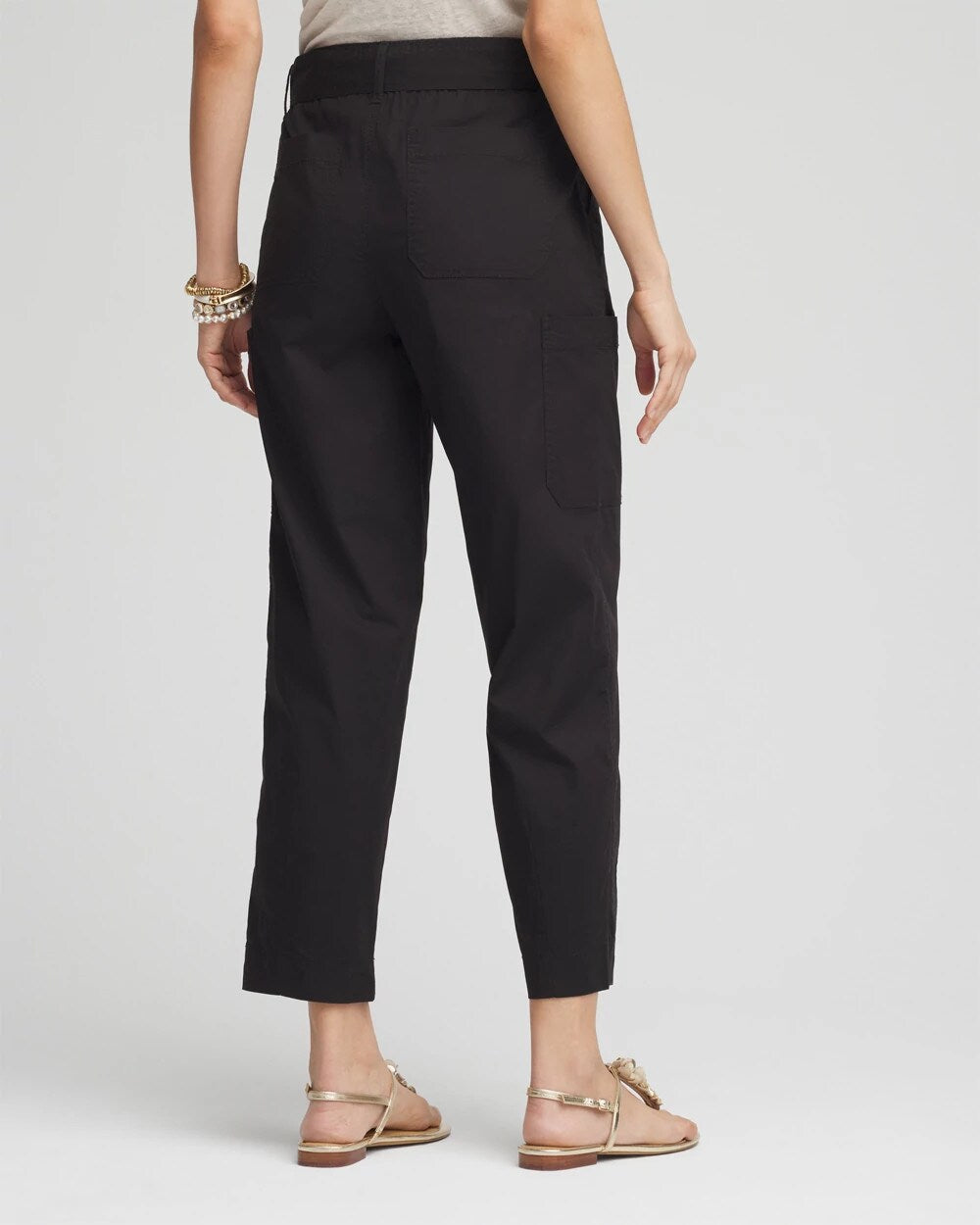 Chico's | Poplin Pull-On Tapered-Leg Cropped Pants/ Black