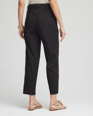 Chico's | Poplin Pull-On Tapered-Leg Cropped Pants/ Black