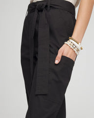 Chico's | Poplin Pull-On Tapered-Leg Cropped Pants/ Black
