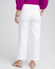 Chico's | Striped Straight-Leg Cropped Pants/ Alabaster