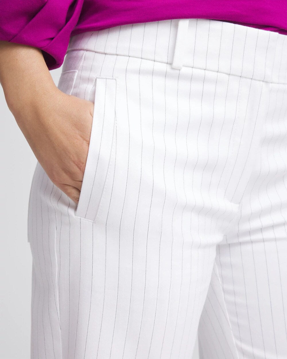Chico's | Striped Straight-Leg Cropped Pants/ Alabaster