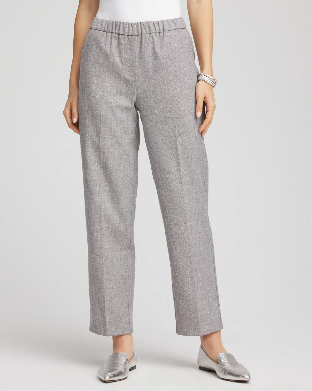 Chico's | Shimmer Straight Tapered Ankle Pants/ Silver