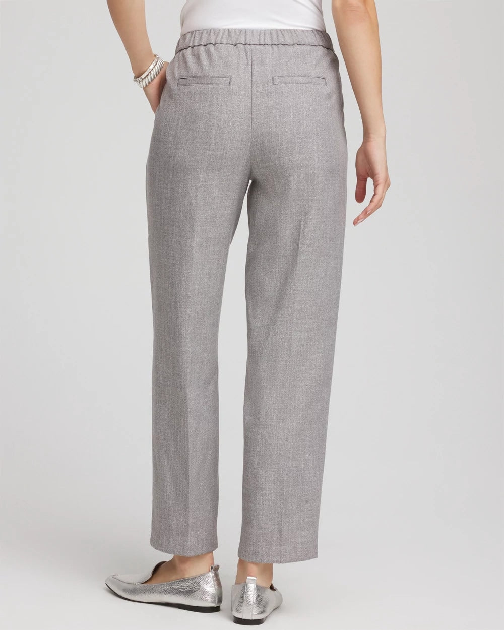 Chico's | Shimmer Straight Tapered Ankle Pants/ Silver