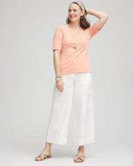 Chico's | Linen Cargo Wide-Leg Cropped Pants/ Alabaster