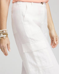 Chico's | Linen Cargo Wide-Leg Cropped Pants/ Alabaster