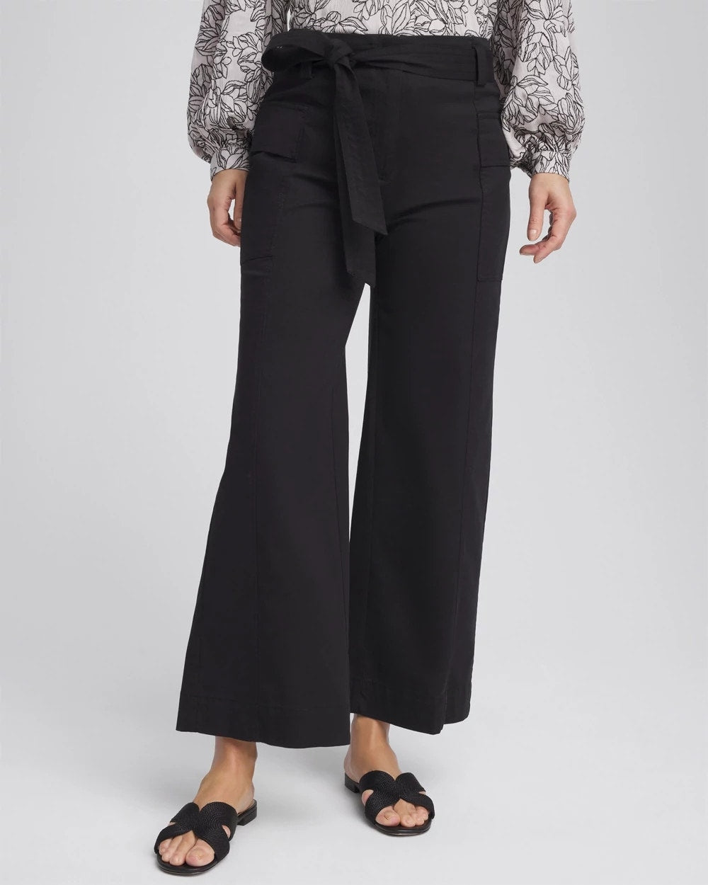 Chico's | Belted Twill Utility Cropped Pants/ Black