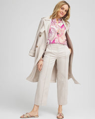 Chico's | Stretch Sateen Straight Cropped Pants/ Smokey Taupe