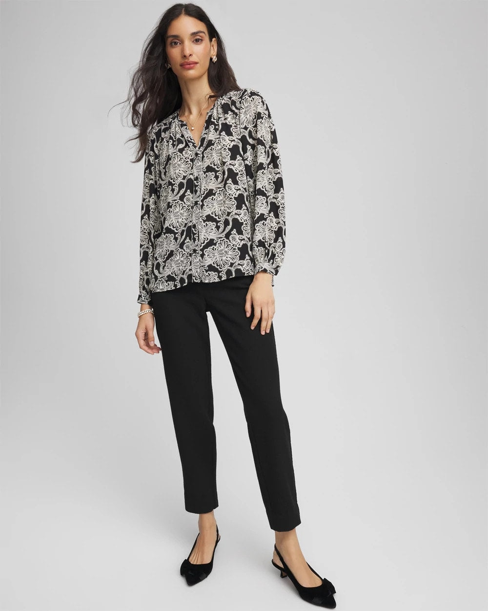 Chico's | Matelassé Slim Tapered Ankle Pants/ Black