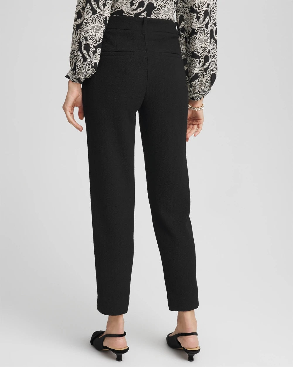 Chico's | Matelassé Slim Tapered Ankle Pants/ Black