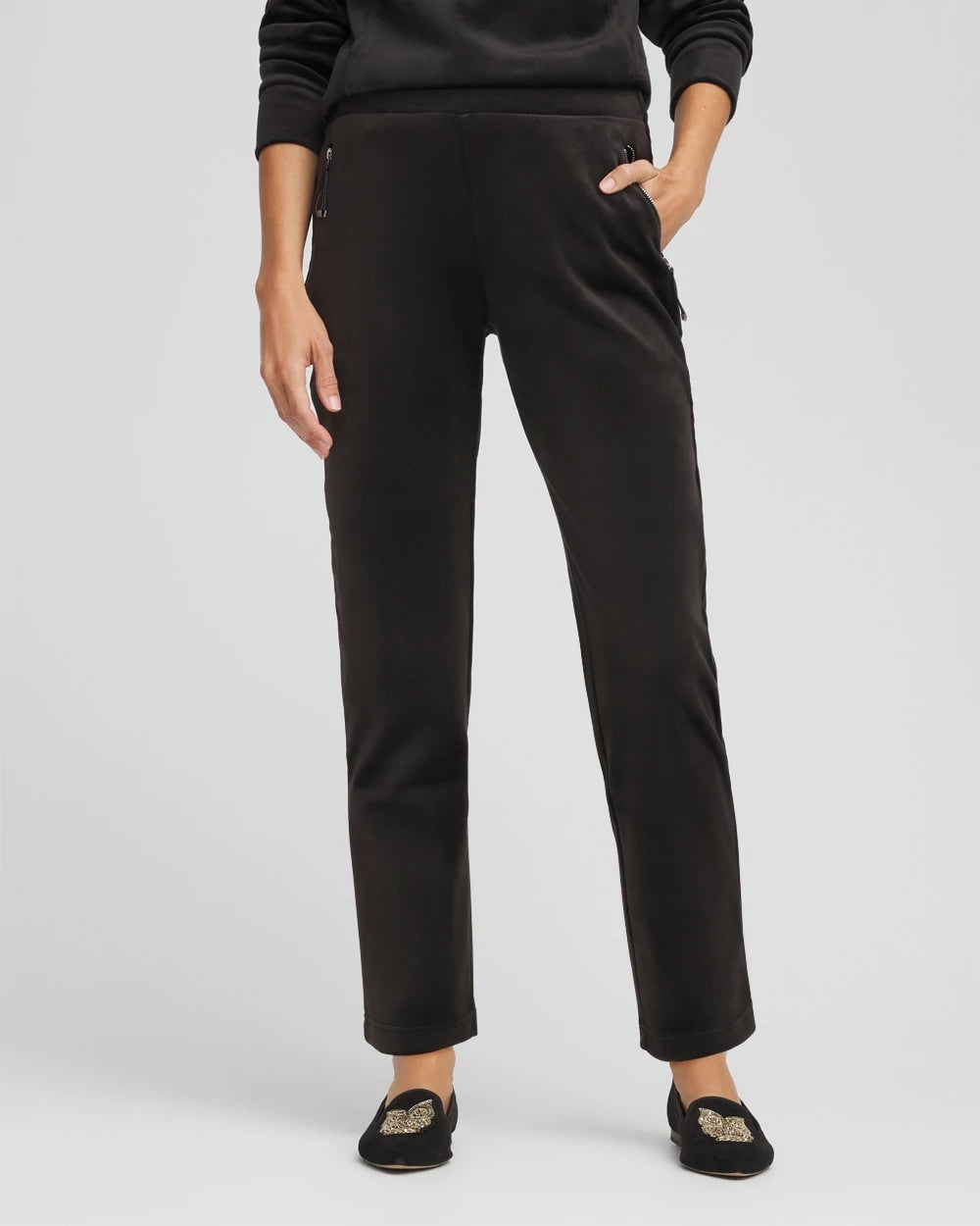 Chico's | Zenergy® Velour Tapered Ankle Pants/ Black