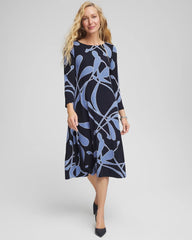 Chico's | Travelers™ Abstract Midi Dress/ Travelers India Ink