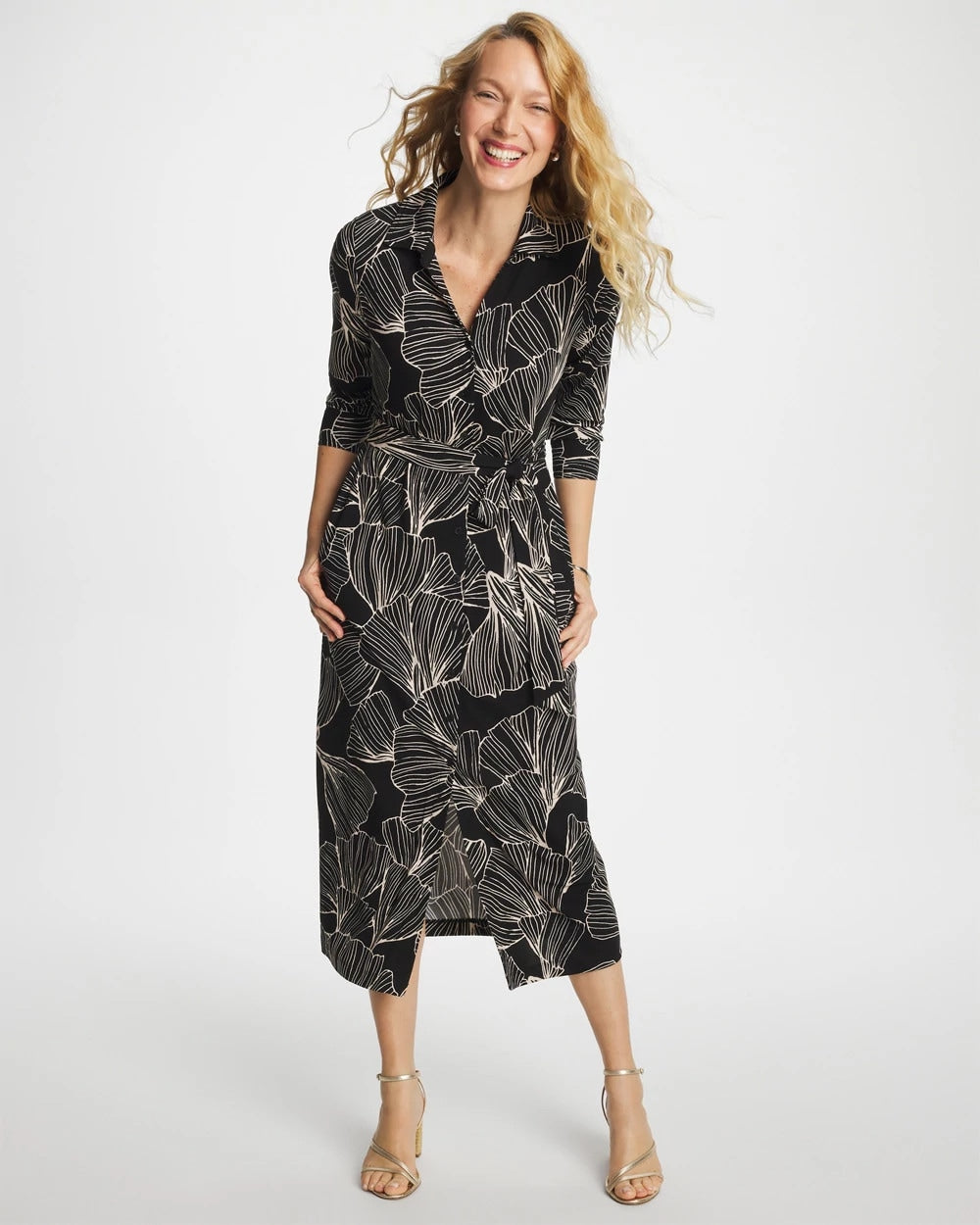 Chico's | Printed Knit Shirtdress/ Black