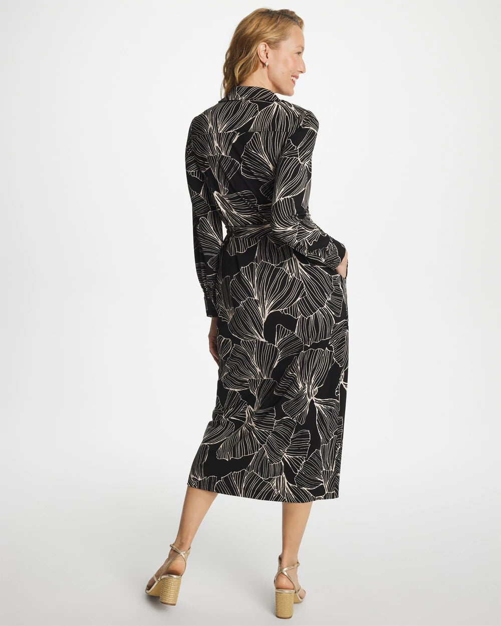 Chico's | Printed Knit Shirtdress/ Black