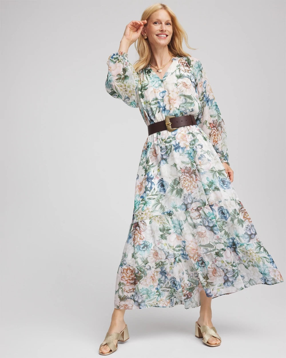 Chico's | Georgette Tie-Front Maxi Dress/ Ecru