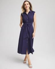 Chico's | Smocked-Waist Shirtdress/ Passport Blue