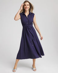 Chico's | Smocked-Waist Shirtdress/ Passport Blue