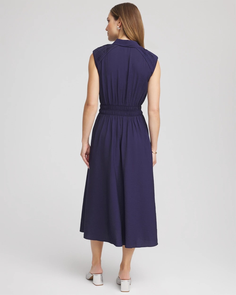 Chico's | Smocked-Waist Shirtdress/ Passport Blue