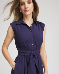 Chico's | Smocked-Waist Shirtdress/ Passport Blue