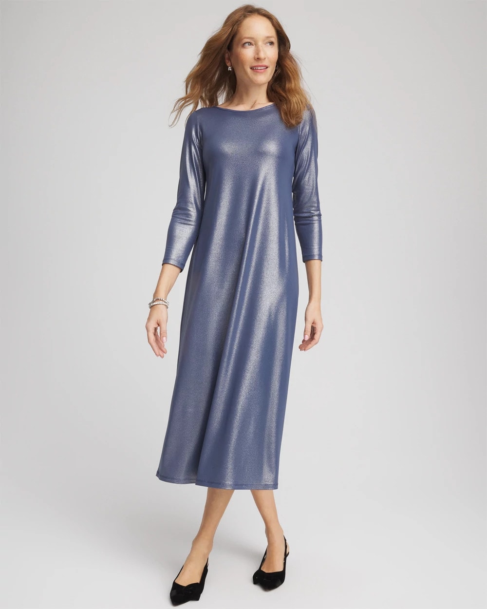Chico's | Foiled Jersey Knit Maxi Dress/ Indigo Sky