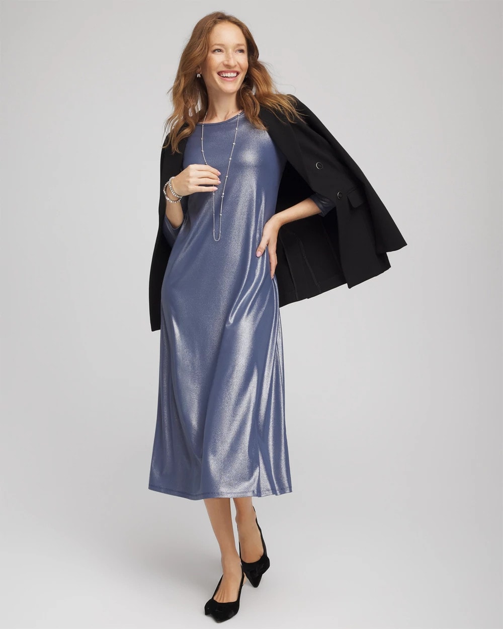 Chico's | Foiled Jersey Knit Maxi Dress/ Indigo Sky