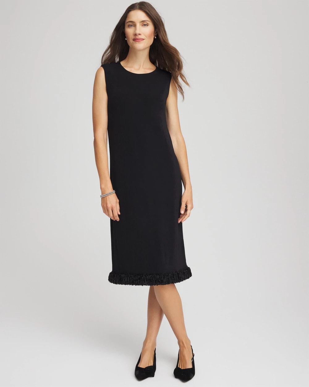 Chico's | Travelers™ Fringe Hem Tank Dress/ Travelers Black