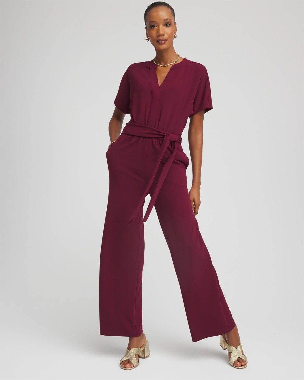 Chico's | Belted Dolman-Sleeve Jumpsuit/ Deep Chianti