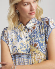 Chico's | Floral Patchwork Short Shirtdress/ Ecru