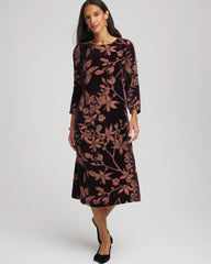 Chico's | Burnout Velvet Midi Dress/ Night Bloom