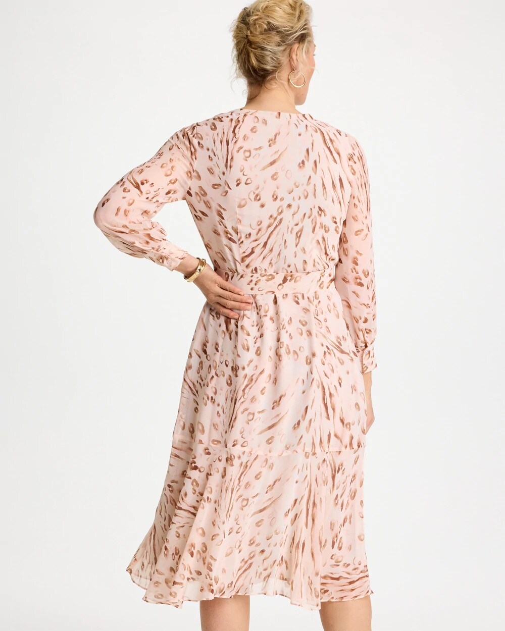 Chico's | Cheetah Georgette Tie Shirtdress/ Sweet Blossom