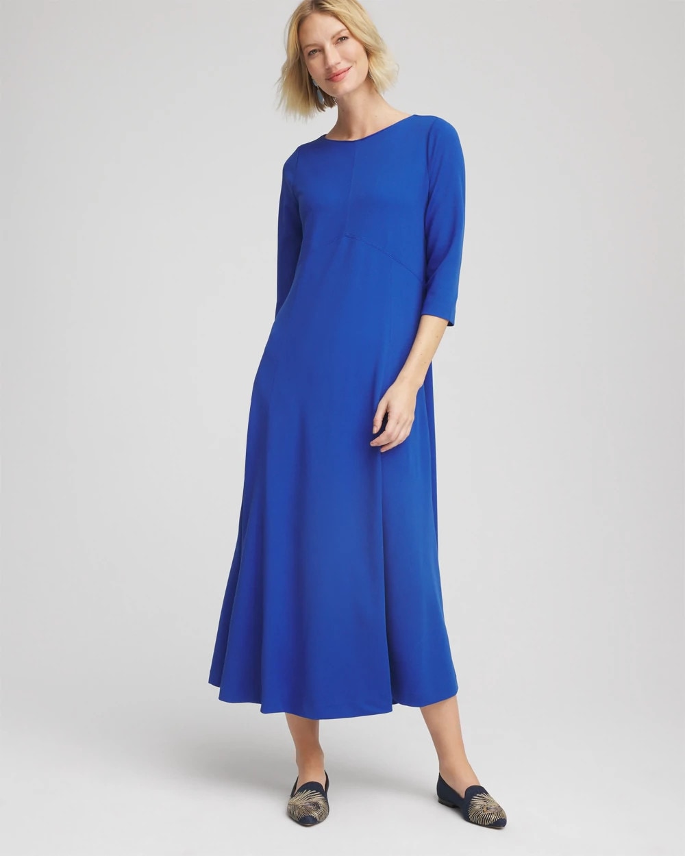 Chico's | Seamed Crepe Maxi Dress/ Cobalt Stone