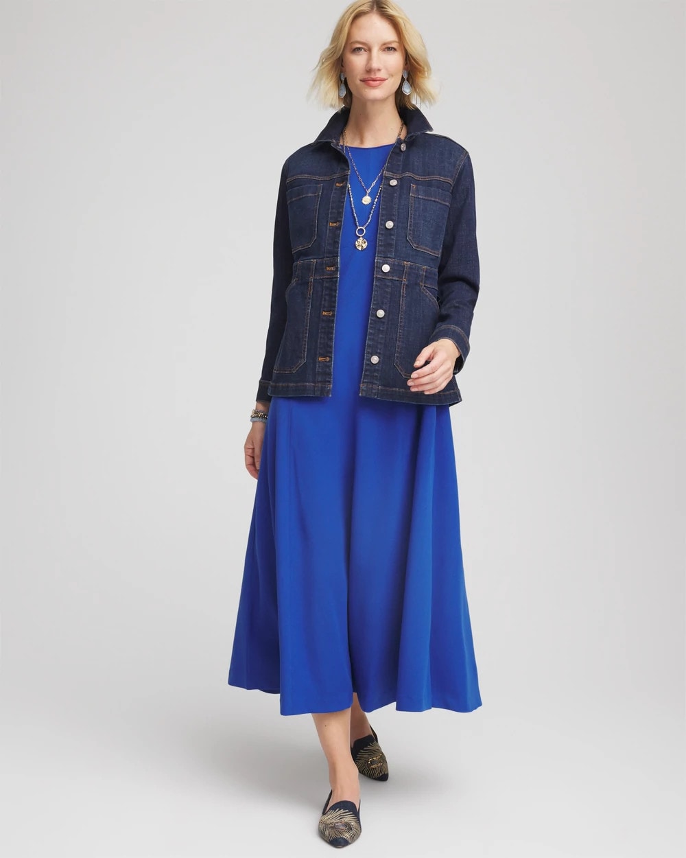 Chico's | Seamed Crepe Maxi Dress/ Cobalt Stone
