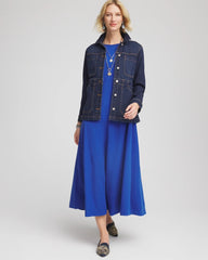 Chico's | Seamed Crepe Maxi Dress/ Cobalt Stone