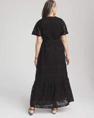 Chico's | Petite Crochet-Lace Maxi Dress/ Black