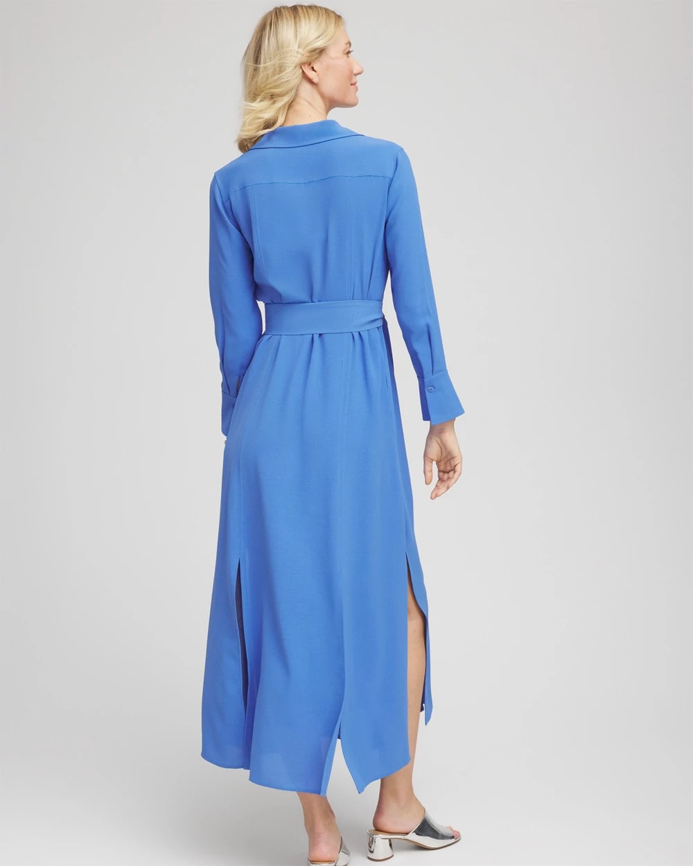 Chico's | Belted Split Hem Maxi Shirtdress/ Blue Pearl
