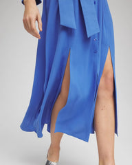 Chico's | Belted Split Hem Maxi Shirtdress/ Blue Pearl