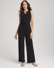 Chico's | Travelers™ Jersey Knit Chain-Trim Jumpsuit/ Black