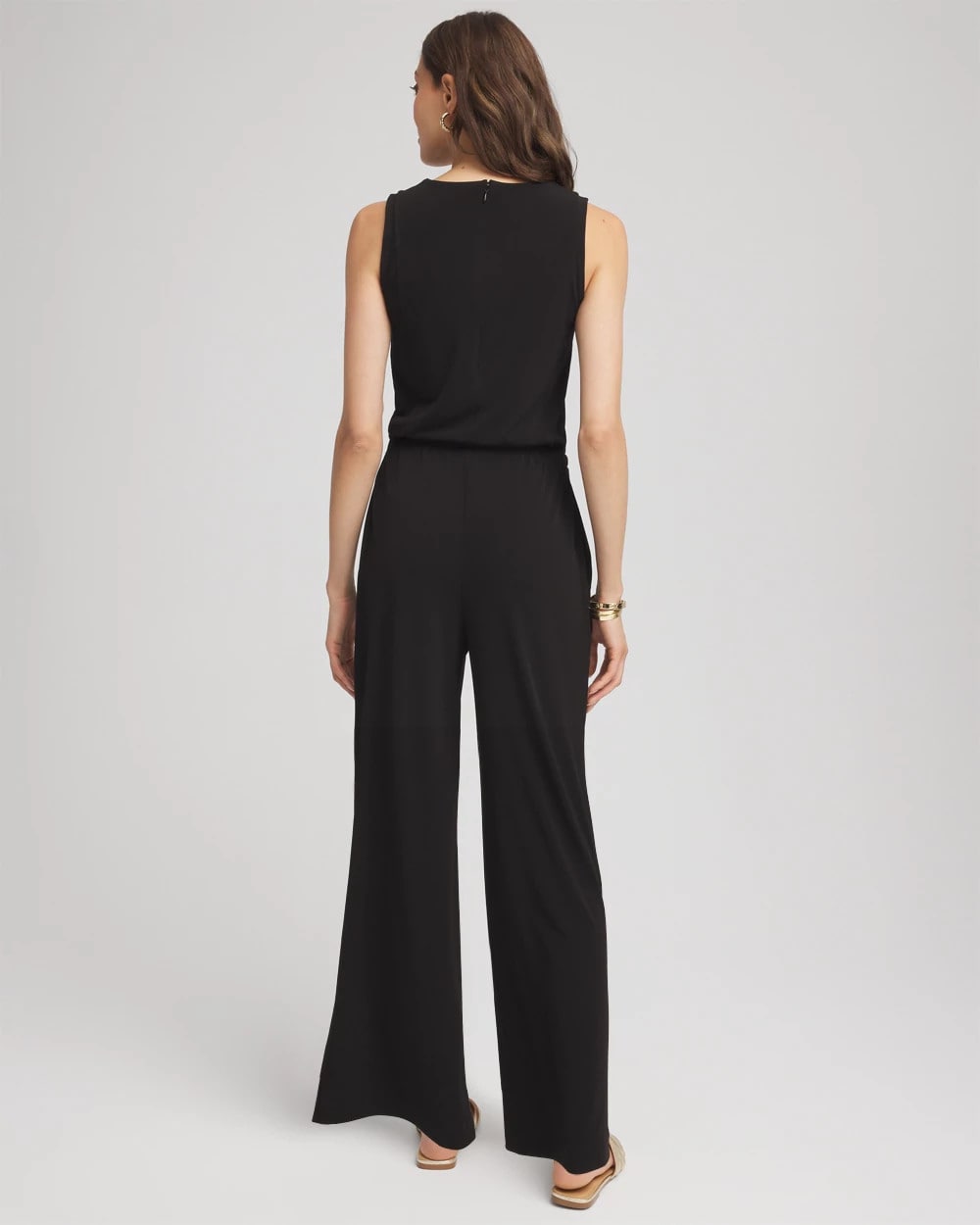 Chico's | Travelers™ Jersey Knit Chain-Trim Jumpsuit/ Black