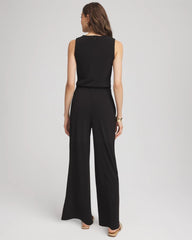 Chico's | Travelers™ Jersey Knit Chain-Trim Jumpsuit/ Black