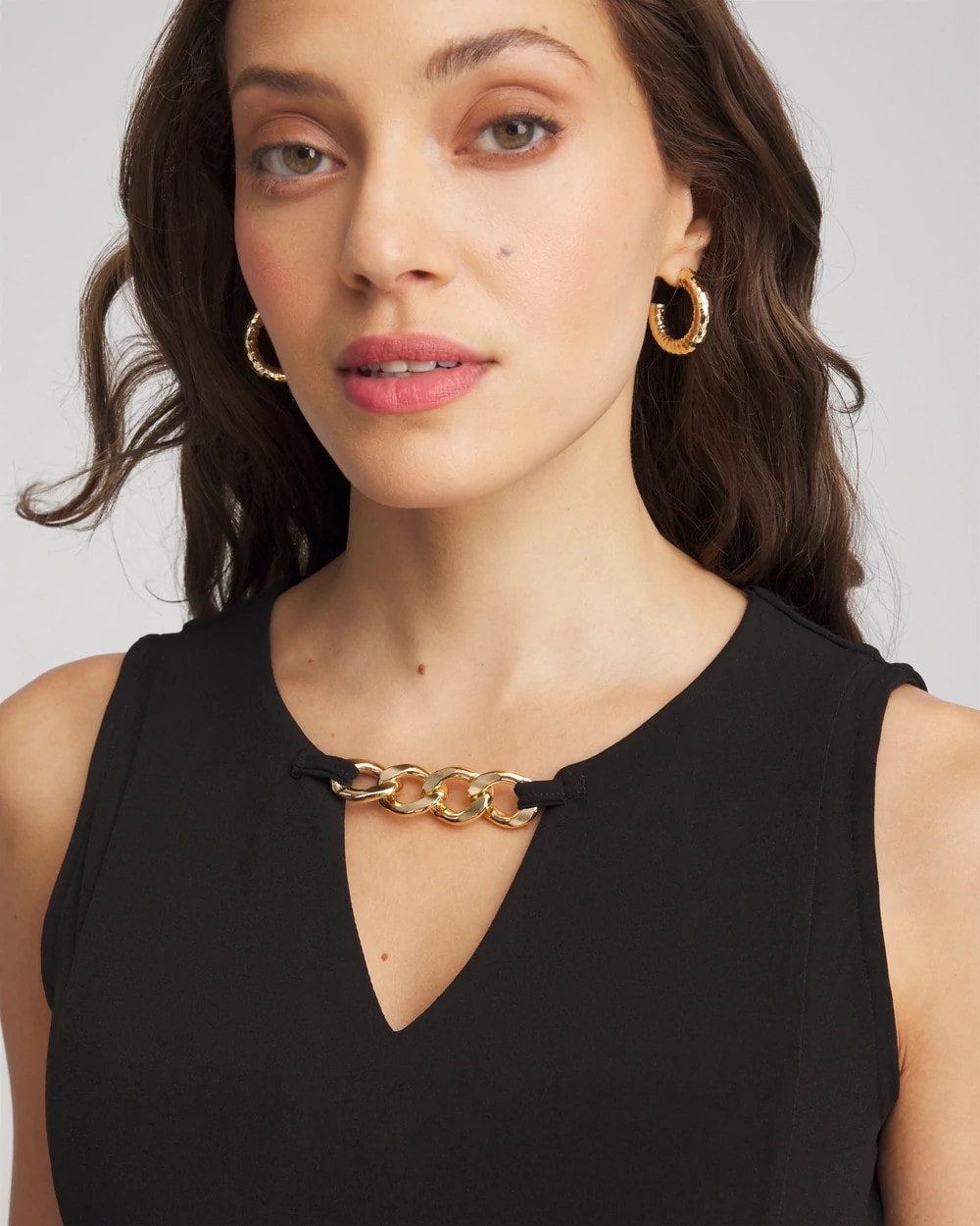 Chico's | Travelers™ Jersey Knit Chain-Trim Jumpsuit/ Black